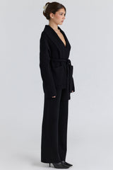 black cashmere + wool trousers
