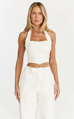 Karina Top - Halter Neck Princess Panel Top in Cream