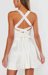 Abigail Mini Dress ~ White Taffeta