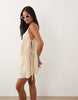 Petite Daisy pleated lace beach dress in buttermilk