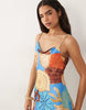 Never Fully Dressed Patti satin cami bias midi dress in shell print