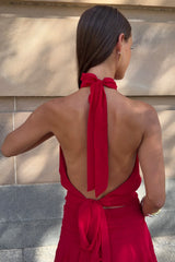 Luck & Trouble Kera Halter Top Red
