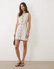 YAS linen blend tailored mini dress with coin purse tie detail in white pepper