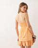 cotton sateen bandeau mini sundress with ruffle hem in orange spritz