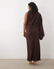 Curve one-shoulder drape back column maxi dress in fudge