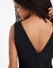 V-neck column midi dress with double slit in black