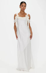 Bella Maxi Dress ~ Ivory Luxe Satin