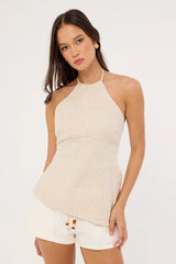 Perfect Stranger Juni Linen Bead Short White