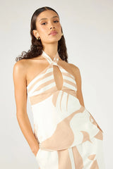 Perfect Stranger Cielle Halter Cami Top Nude Print