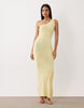 Wanderdoll Flossie knit one shoulder sequin floral detail maxi dress in lemon
