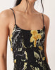 crinkle maxi sundress with shirred dropped waist in oversized floral print