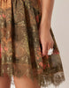 cami tiered ruffle mini dress in khaki floral print