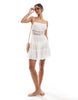 Miss Selfridge sheer lace trim mini beach dress in cream