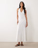 eyelet halter neck midaxi dress in white