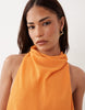 Petite chiffon high neck double layer maxi dress in orange