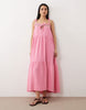 Iisla & Bird beach maxi dress with shirred detailing in pink