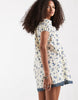 Motel Marlowe ditsy leaf rose milkmaid dress in light gray