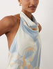 YAS high cowl neck sleeveless satin midi dress in abstract watercolour floral print