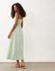 Abercrombie & Fitch smocked midi dress with dipped waist in green ditsy print