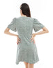 Vero Moda button through mini skater dress in sage green spot