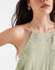 Object textured halter neck maxi dress with embroidery in sage green