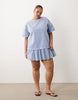 Curve hybrid t-shirt mini dress in washed denim blue