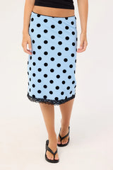 Motel Gamila Midi Skirt Polka Spce Blue Black