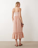 Accessorize embroidered maxi beach dress with frill straps in pink