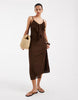 Vero Moda ruffle trim cami midi dress in chocolate brown