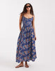 Free People ciella printed midi dress in blue floral combo