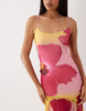 Kaiia exclusive slinky mesh scoop neck dropped waist asymmetric handkerchief hem maxi dress in pink ombré floral