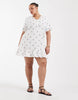 ONLY Curve tie waist mini dress in white polka dots
