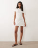 Brave Soul short sleeve mini shirt dress in cream