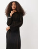 Mango crochet knit long sleeve maxi dress in black