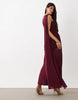 Bardot Alverie mesh sleeveless scarf detail ruched maxi dress in burgundy