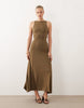 modal cut out back maxi dress in khaki