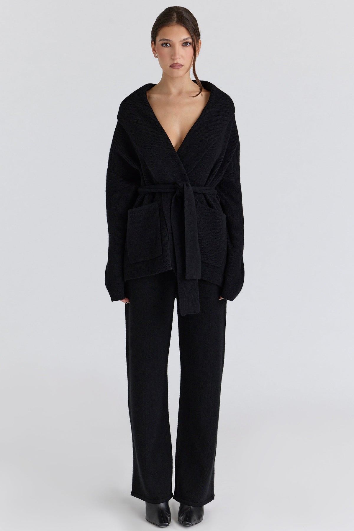 black cashmere + wool trousers