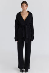 black cashmere + wool trousers