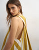 Topshop poplin halter deep hem mini trapeze dress in mustard contrast striped print
