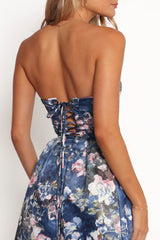 Darina Strapless Midi Dress - Midnight Floral