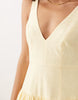 deep v neck dropped waist midi dress in lemon