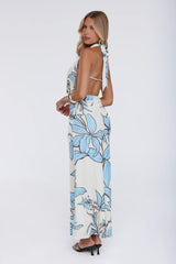 Lucky Darling Halter Mesh Maxi Dress Blue