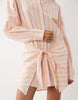 Noughts & Kisses pinstripe wrap waist shirt mini dress in orange