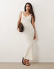 knit ladder stitch maxi dress in ecru