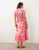 Mango v-neck midi dress in pink floral print