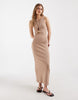 ribbed midi tank dress in stone