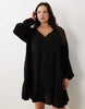 Esmee Curve Exclusive mini tiered smock summer dress with long sleeve in black