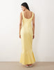 Tall scoop neck fishtail godet maxi dress in buttermilk yellow