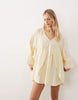 v neck laundered smock mini dress in washed lemon