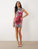 Kaiia exclusive sequin bandeau mini dress in zebra and pink floral